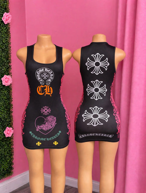 After Midnight — This black graphic mini dress is edgy and cool