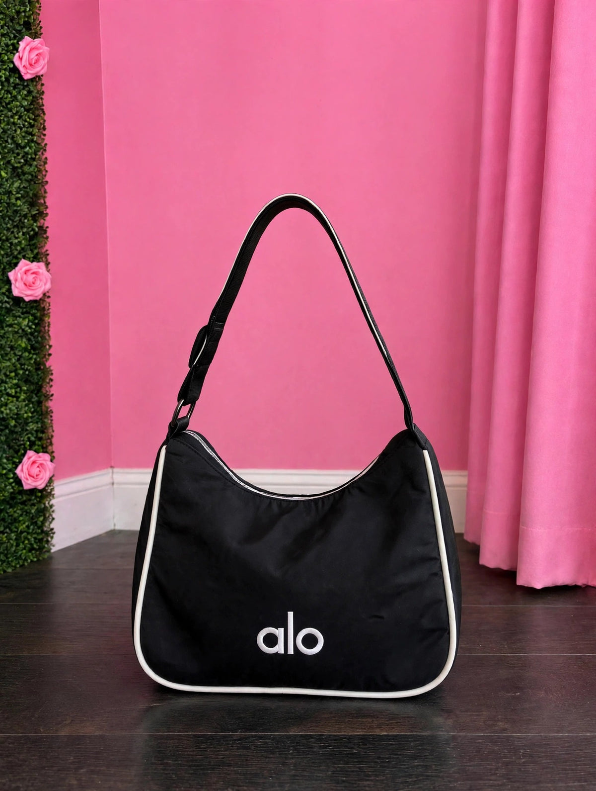 Aye'o — Aye'O is a gorgeous halter mini dress with white trim & the alo logo — flirty, fitted & ready for your next night (Alternate View 2)