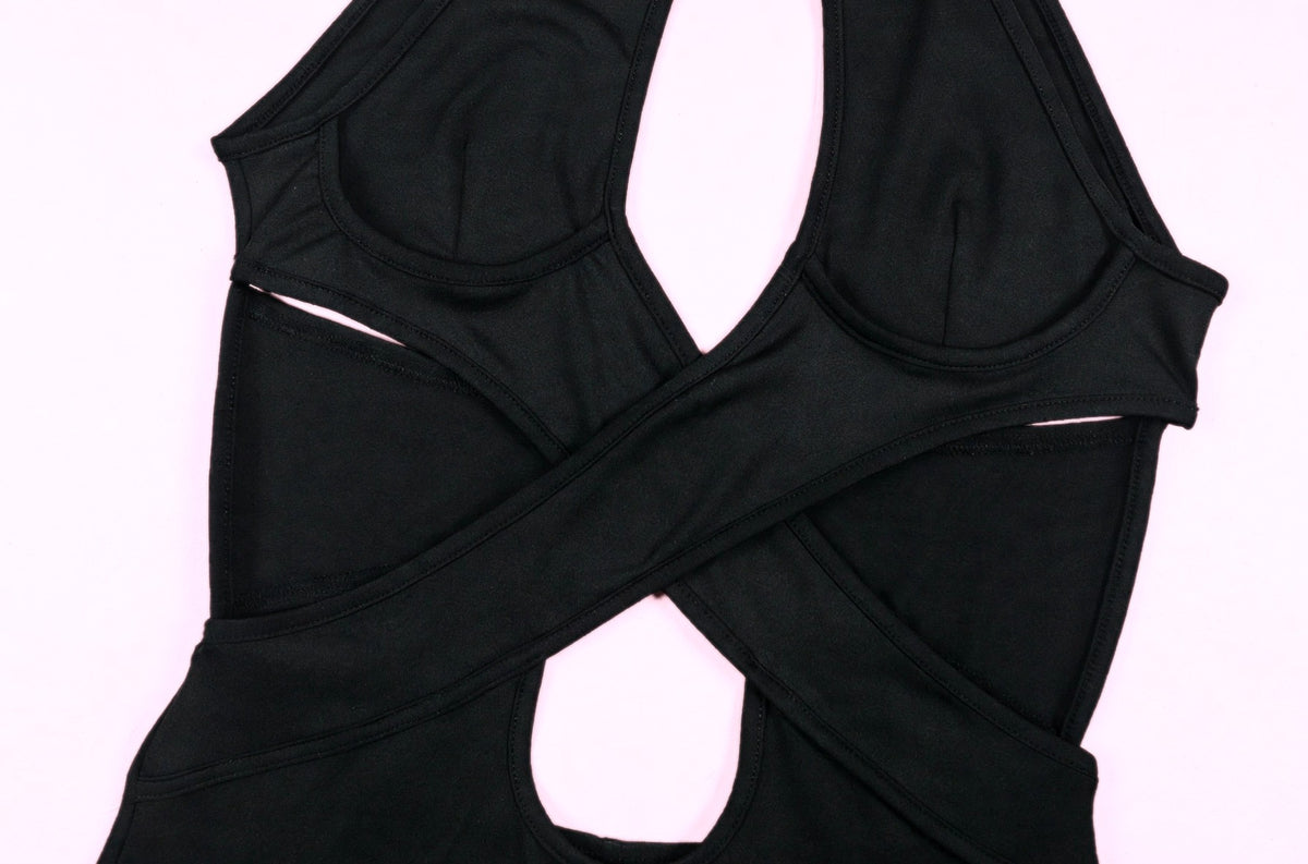 Badd Habit — Badd Habit is a black cut-out romper bodysuit that's pure fire (Alternate View 4)