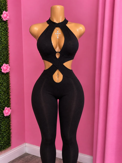Badd Habit — Badd Habit is a black cut-out romper bodysuit that's pure fire (Alternate View 2)