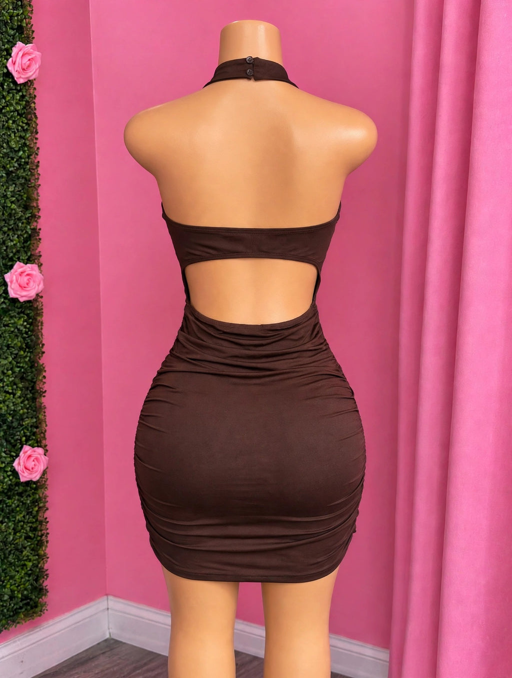 Mocha — Mocha is a stunning brown drape-style dress that flows beautifully (Alternate View 3)
