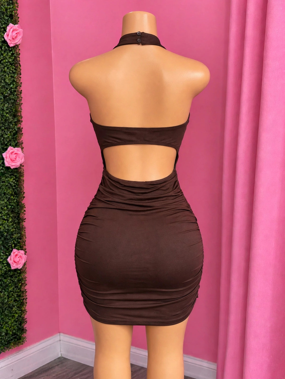 Mocha — Mocha is a stunning brown drape-style dress that flows beautifully (Alternate View 3)
