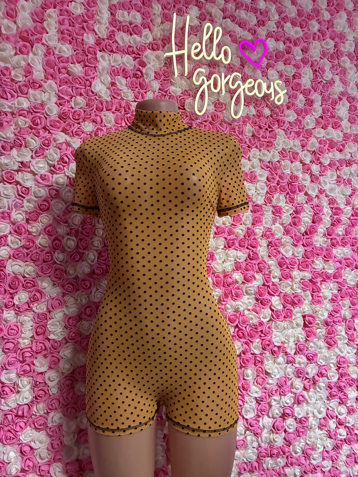 HONEY I'm HER yellow polka dot romper front