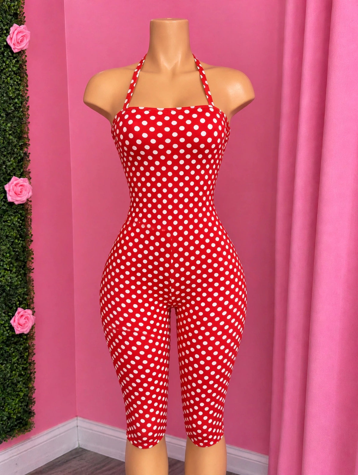 In The Spotlight — Red & white polka dot romper, pure vintage glam with a modern twist (Alternate View 2)