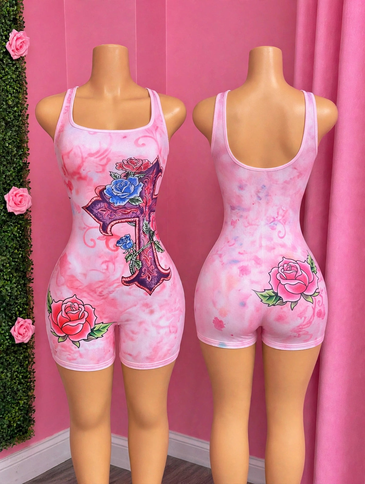 Pink Venom — Pink Venom is a pink rhinestone romper that sparkles from every angle