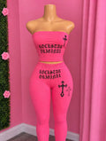 ROCKSTARRR hot pink two-piece set on mannequin